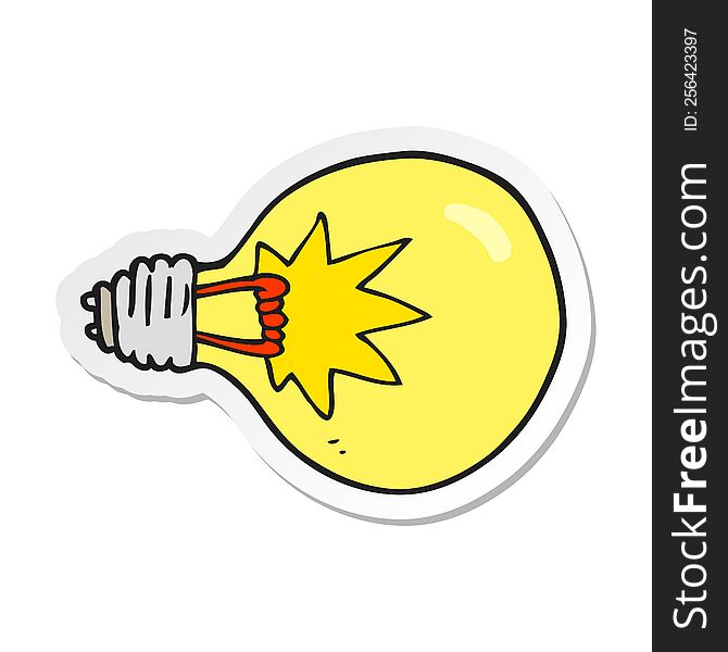 sticker of a cartoon light bulb