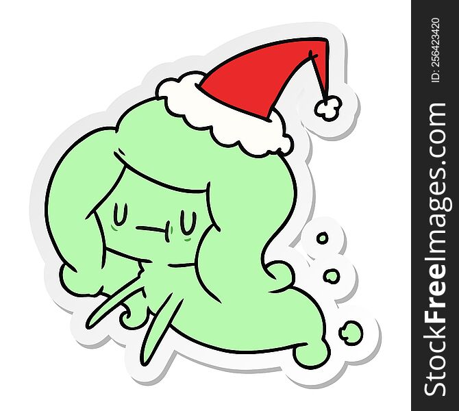 Christmas Sticker Cartoon Of Kawaii Ghost