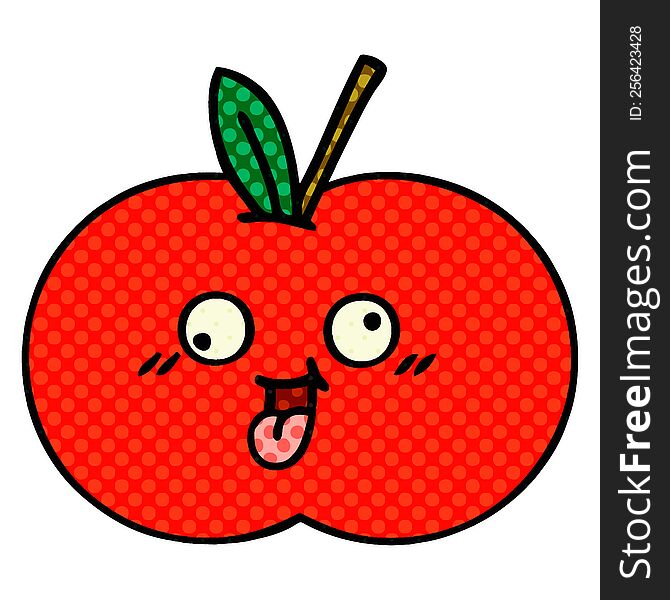 comic book style cartoon red apple