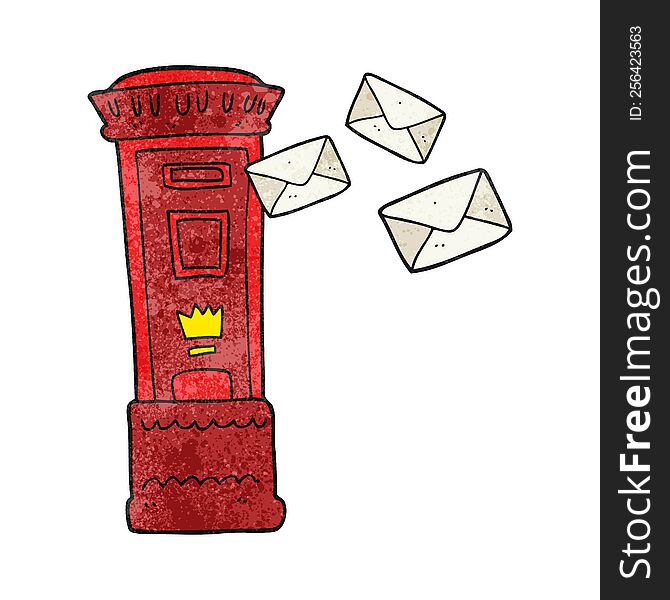 freehand textured cartoon british post box