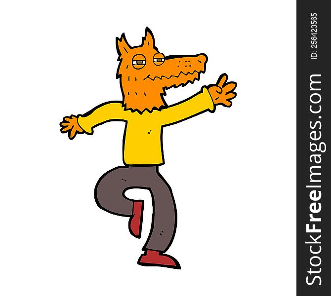cartoon happy fox man