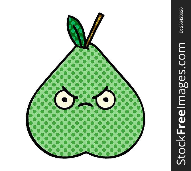 comic book style cartoon green pear