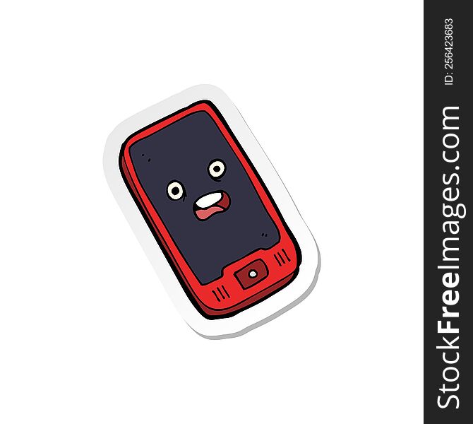 sticker of a cartoon mobile phone