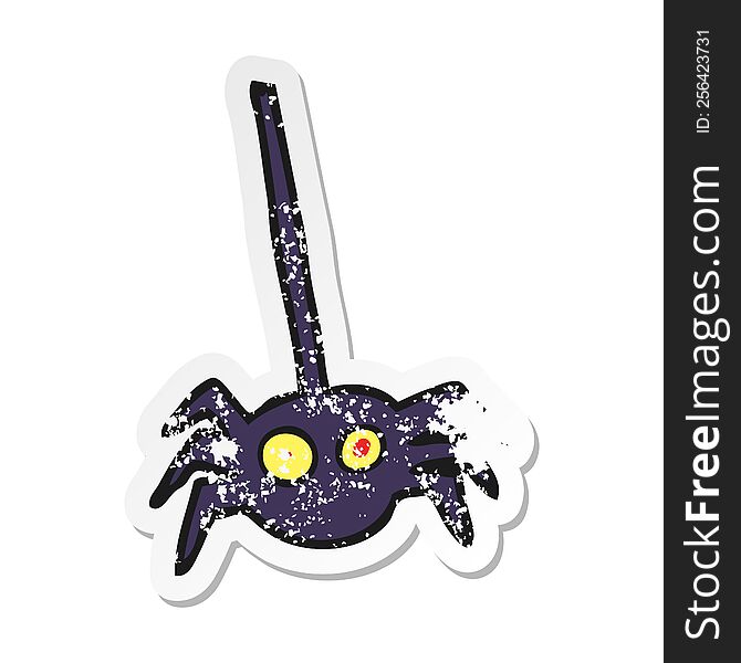 Retro Distressed Sticker Of A Cartoon Halloween Spider