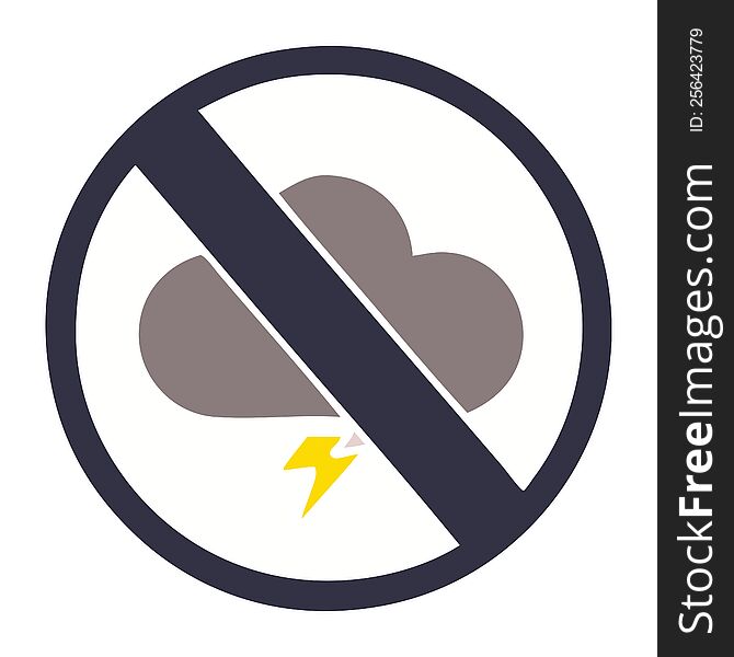 flat color retro cartoon of a weather warning sign