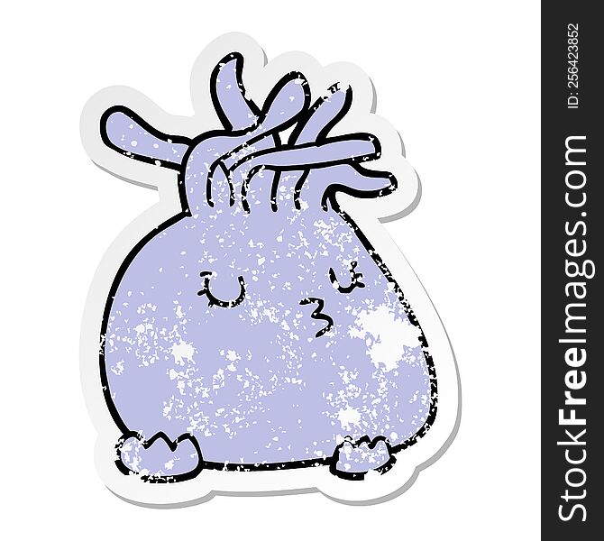 distressed sticker of a cartoon sea anemone