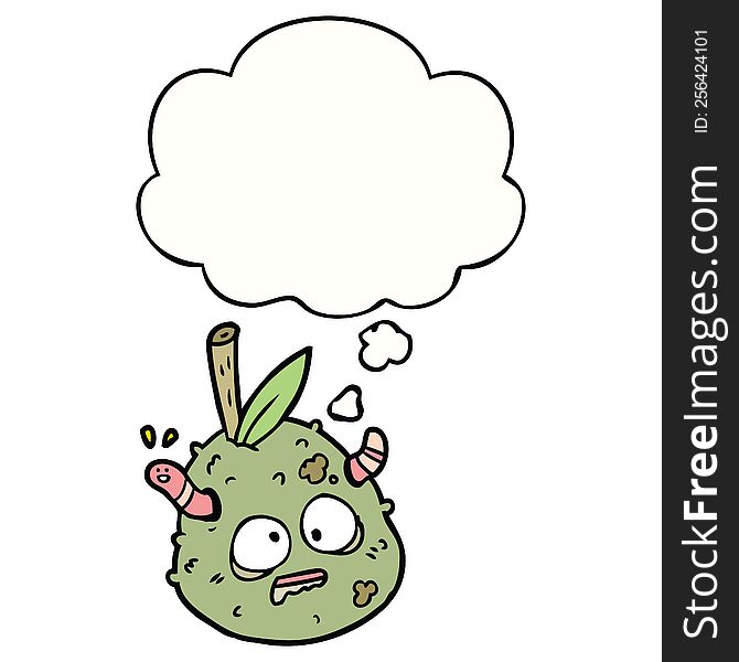 cartoon old pear with thought bubble. cartoon old pear with thought bubble