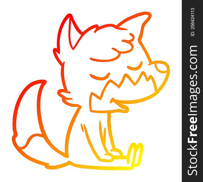 warm gradient line drawing friendly cartoon sitting fox