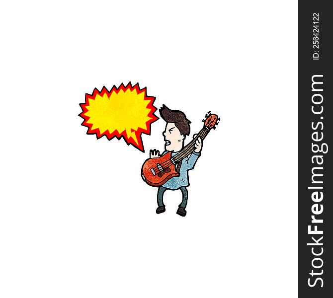 cartoon boy playing electric guitar