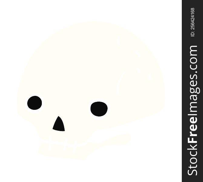 Flat Color Style Cartoon Spooky Skull