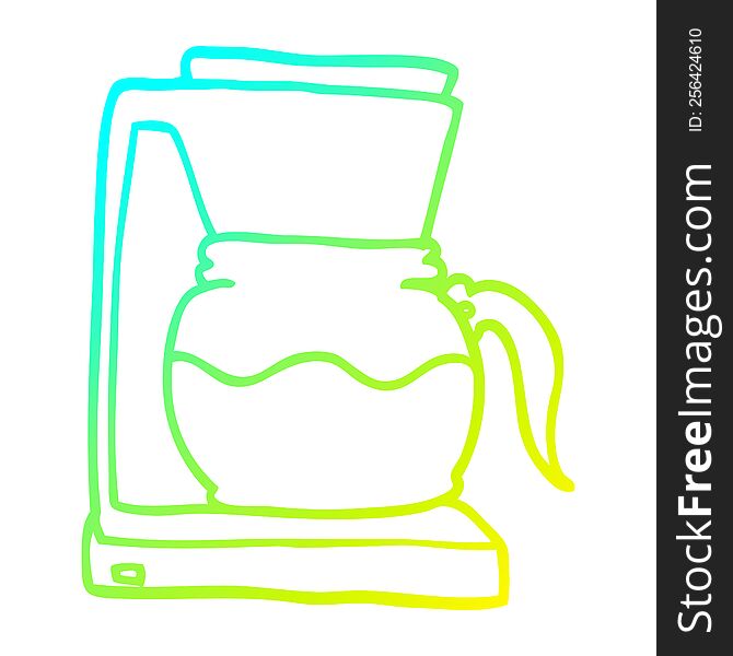 cold gradient line drawing of a cartoon coffee machine