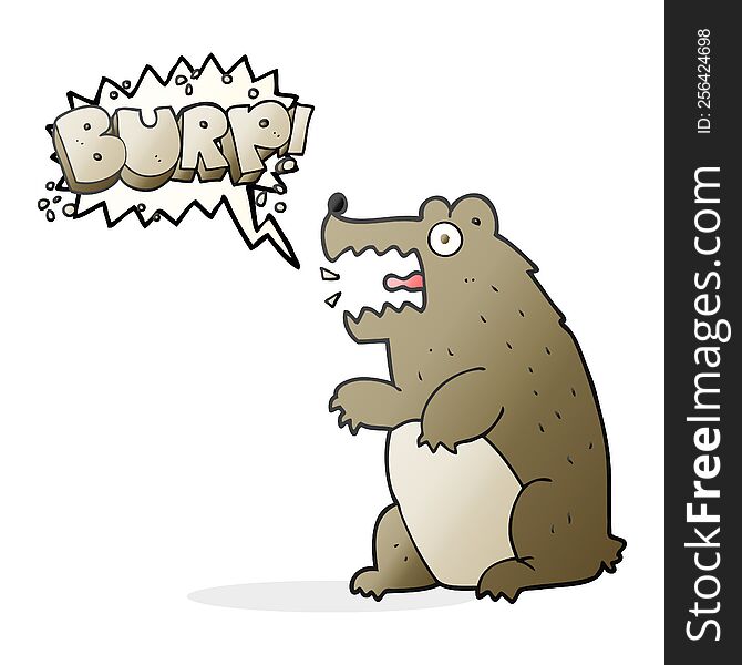 Speech Bubble Cartoon Bear Burping