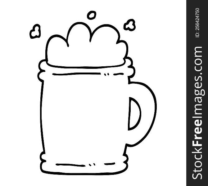 black and white cartoon beer tankard