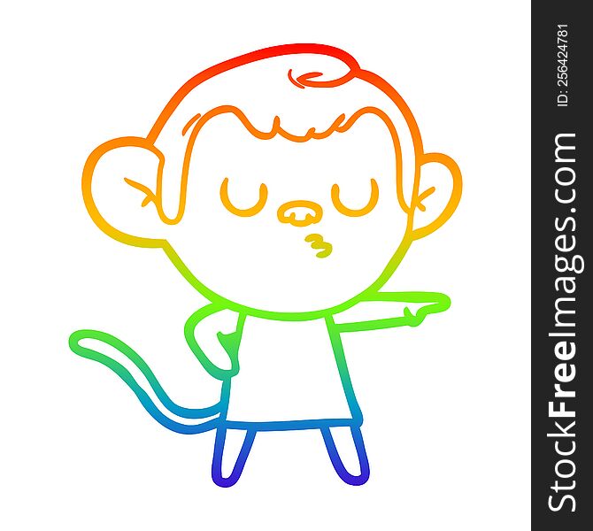 rainbow gradient line drawing cartoon calm monkey