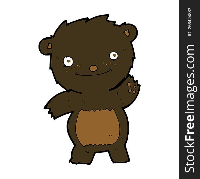 cartoon waving black bear cub