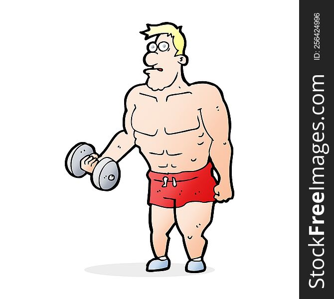 cartoon man lifting weights