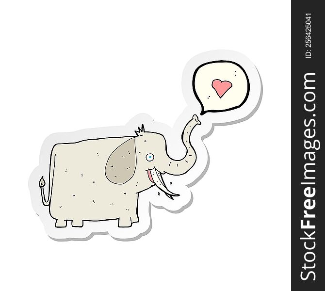 sticker of a cartoon elephant with love heart