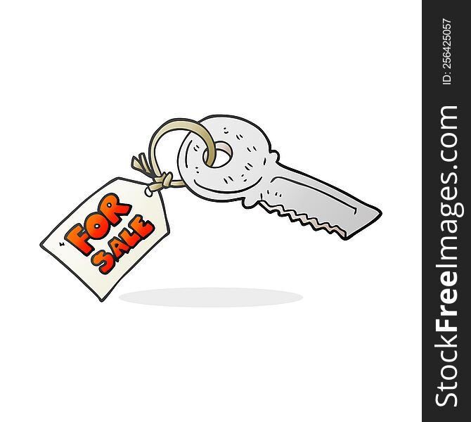cartoon house key with for sale tag