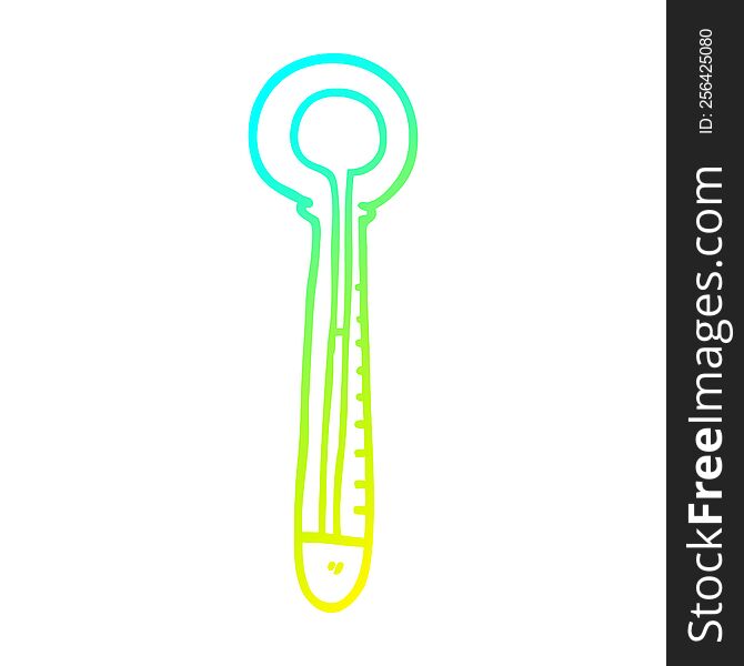 cold gradient line drawing of a cartoon medical thermometer