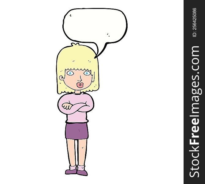 cartoon impatient woman with speech bubble