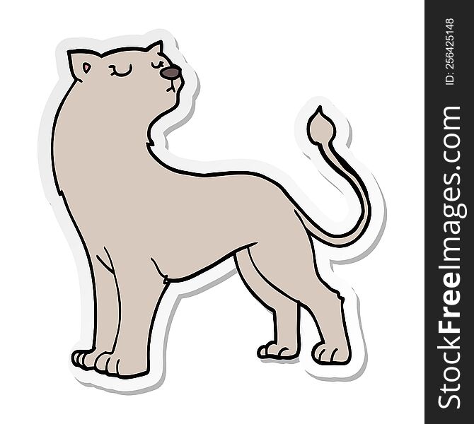 distressed sticker of a cartoon lioness