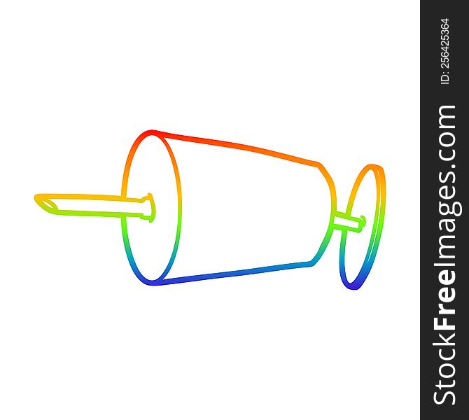 rainbow gradient line drawing of a cartoon medical syringe