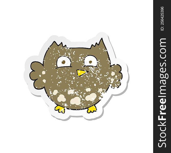 Retro Distressed Sticker Of A Cartoon Little Owl