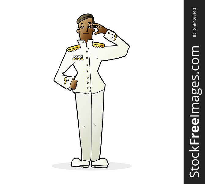 Cartoon Military Man In Dress Uniform