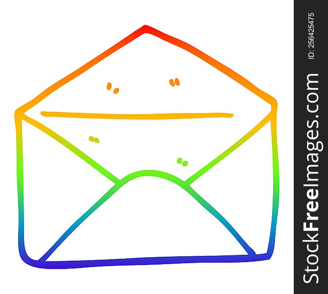 Rainbow Gradient Line Drawing Cartoon Envelope