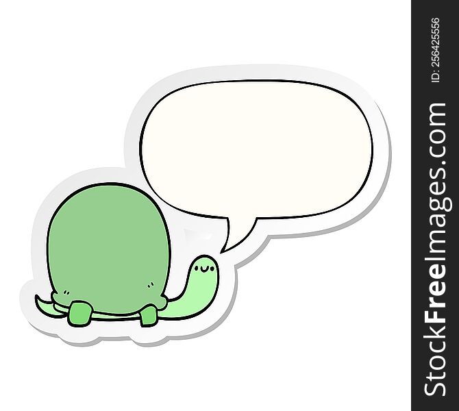 cute cartoon tortoise with speech bubble sticker