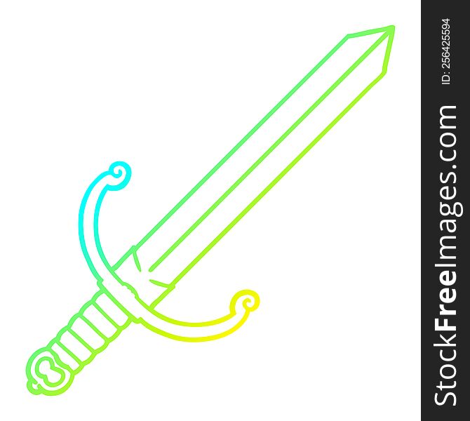 Cold Gradient Line Drawing Cartoon Sword