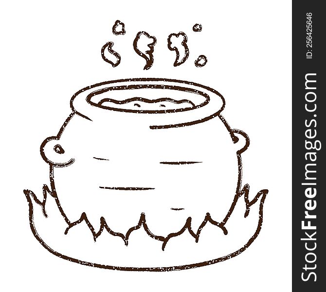 Bubbling Cauldron Charcoal Drawing