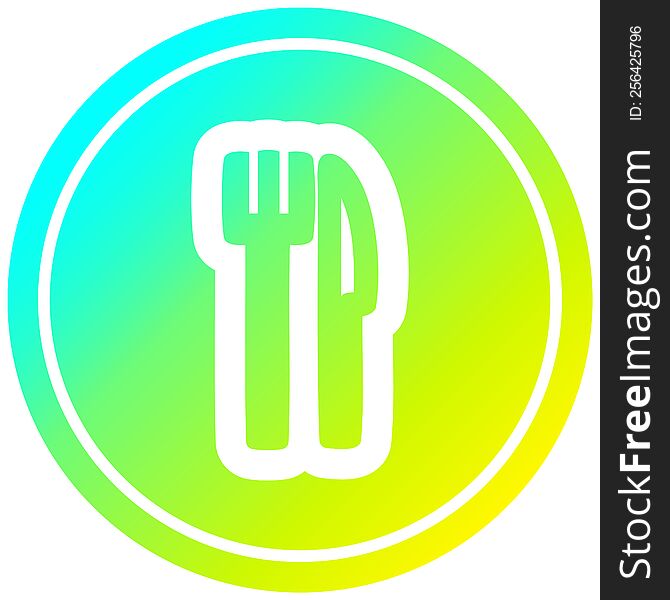 knife and fork circular icon with cool gradient finish. knife and fork circular icon with cool gradient finish