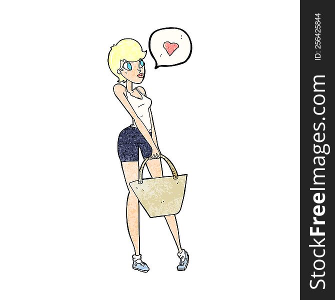 cartoon attractive woman enjoying shopping. cartoon attractive woman enjoying shopping