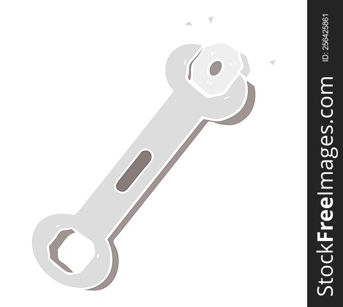 flat color style cartoon spanner turning nut