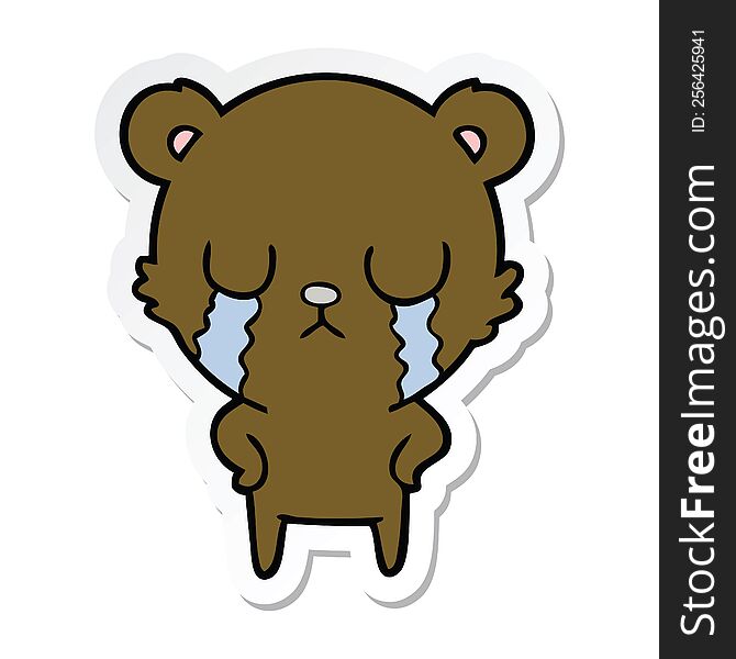 Sticker Of A Crying Cartoon Bear