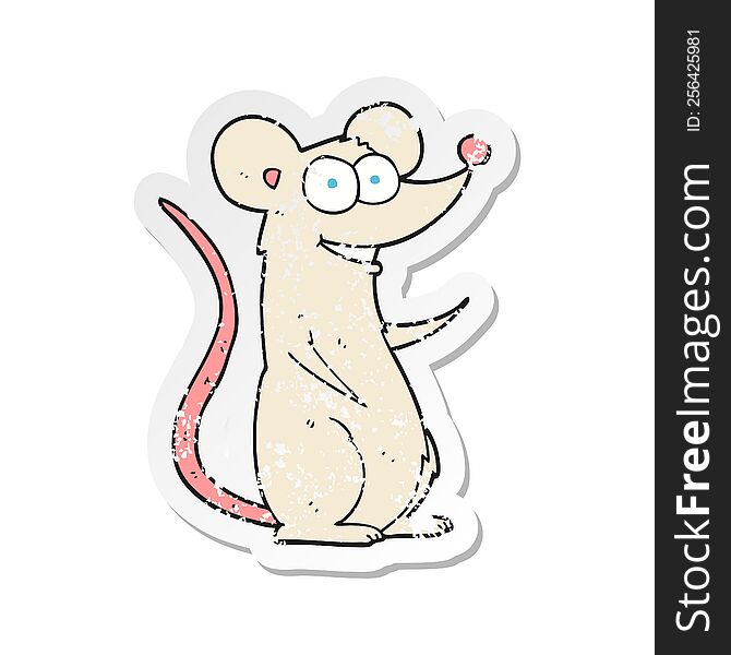 Retro Distressed Sticker Of A Cartoon Happy Mouse