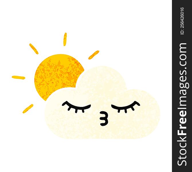 Retro Illustration Style Cartoon Sunshine And Cloud
