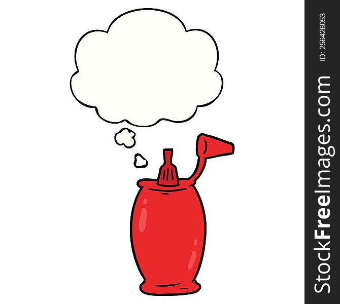 Cartoon Ketchup Bottle And Thought Bubble