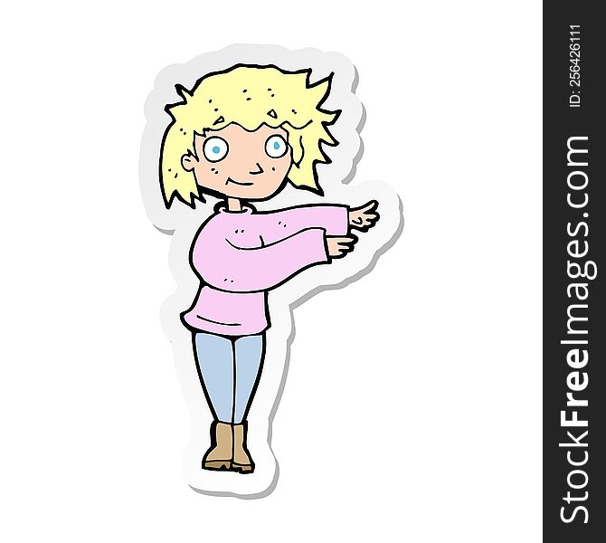 sticker of a cartoon dancing woman