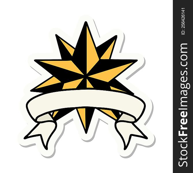 Tattoo Sticker With Banner Of A Star