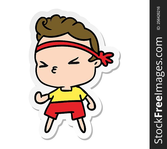 Sticker Cartoon Kawaii Working Out Boy