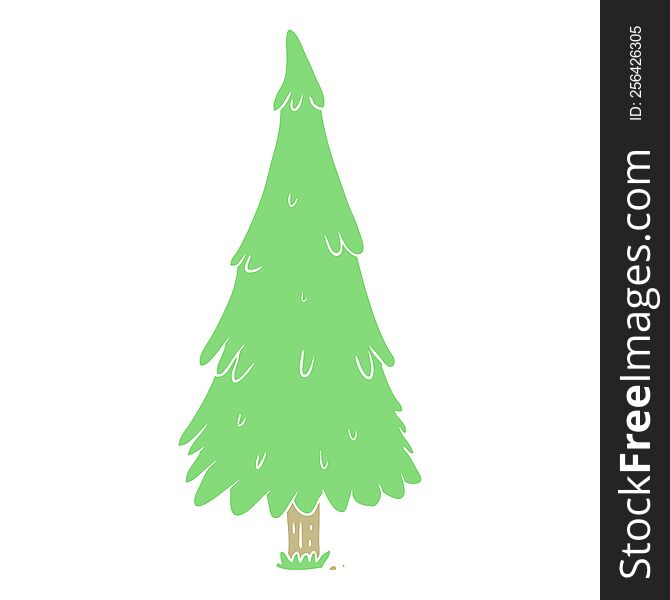 Flat Color Style Cartoon Christmas Tree