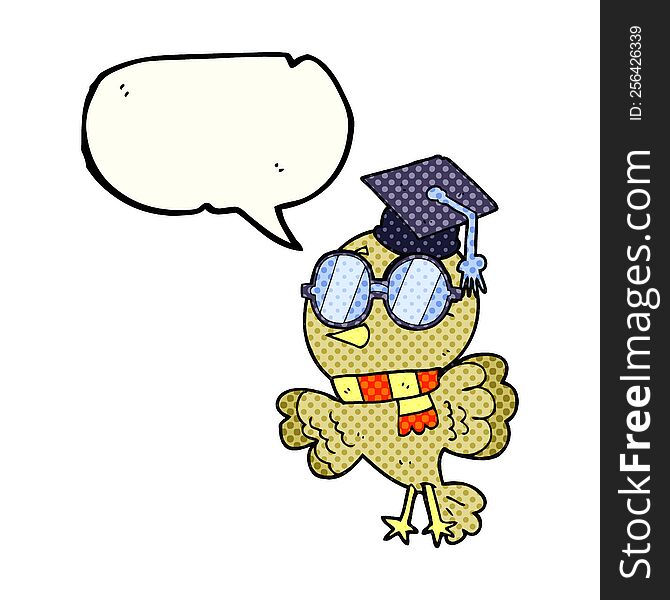 Cute Comic Book Speech Bubble Cartoon Well Educated Bird