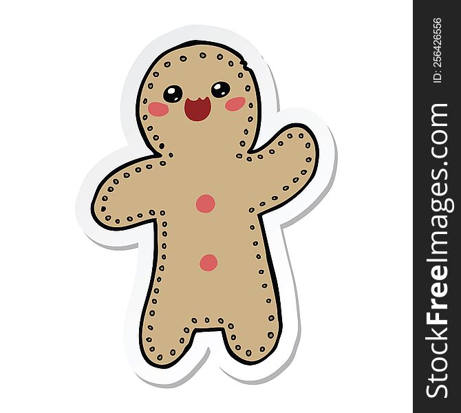 Sticker Of A Cartoon Gingerbread Man