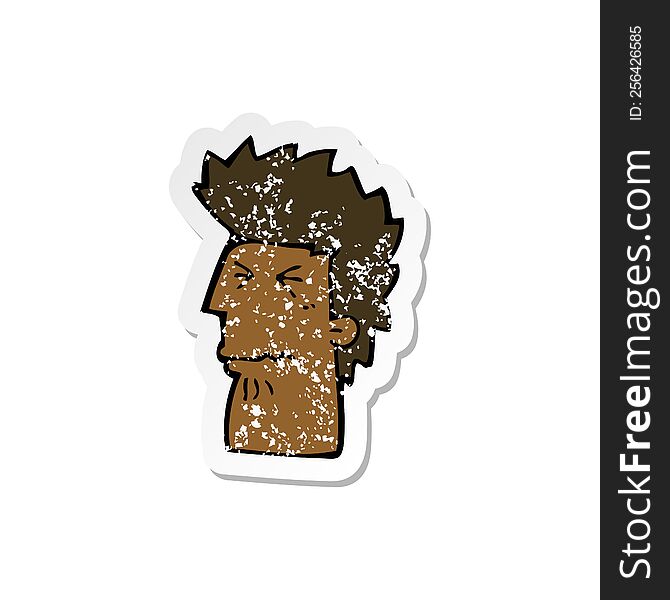 Retro Distressed Sticker Of A Cartoon Unhappy Man