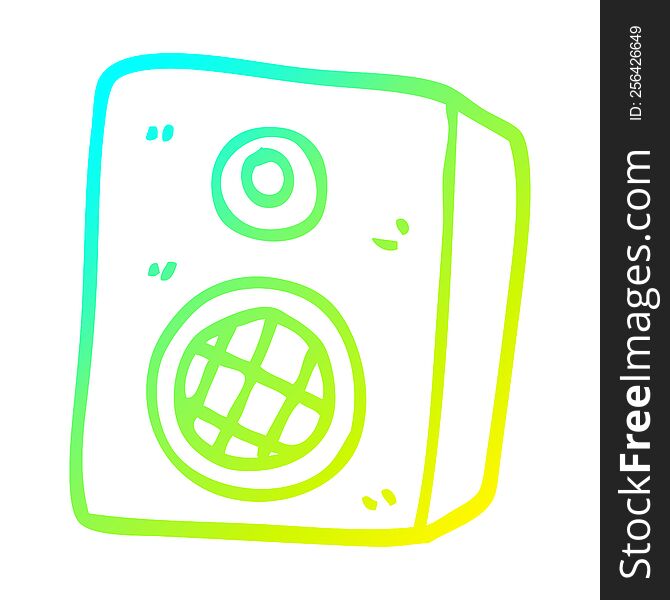 cold gradient line drawing of a cartoon music speaker