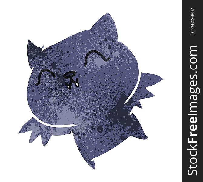 Retro Cartoon Of Cute Kawaii Bat
