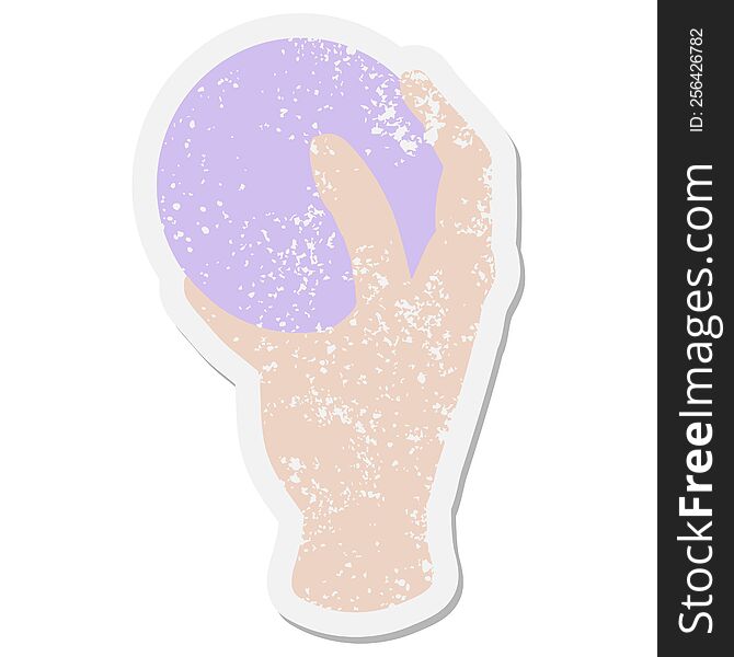 hand holding ball grunge sticker