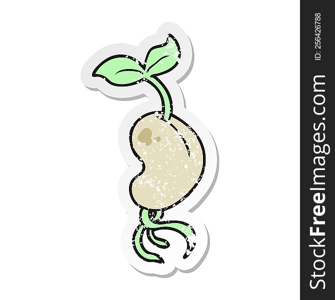 Retro Distressed Sticker Of A Cartoon Sprouting Seed